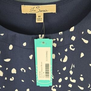 Le Serein Navy Printed Blouse
